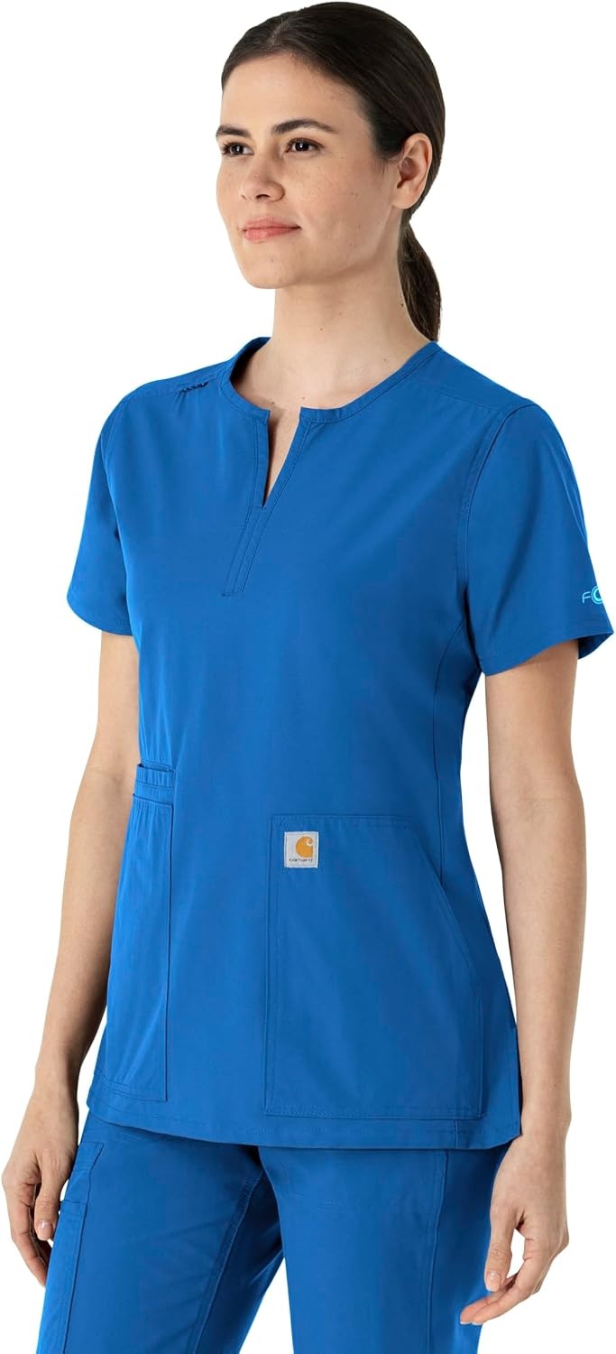 image:imageCarhartt Scrubs C12213 Womens Force Modern Fit Notch Neck Tunic TopRoyal