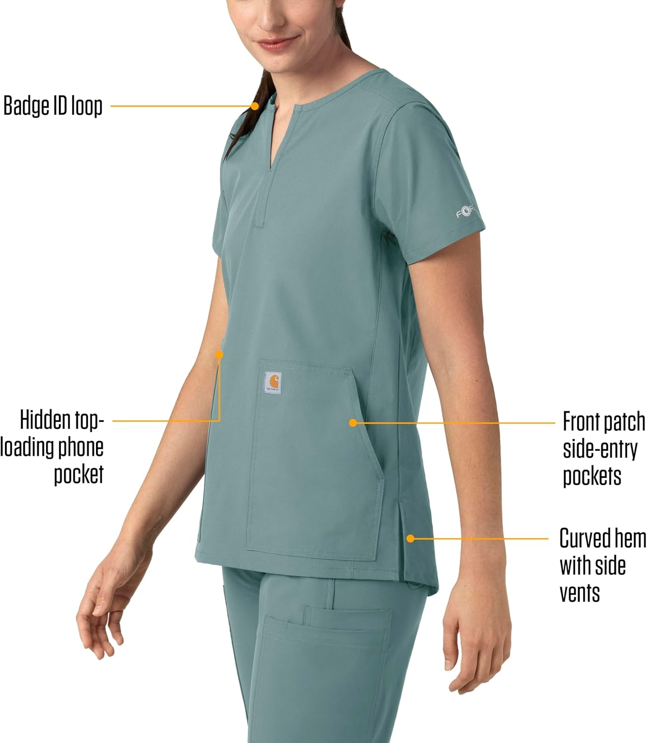 image:imageCarhartt Scrubs C12213 Womens Force Modern Fit Notch Neck Tunic TopSummer Blue