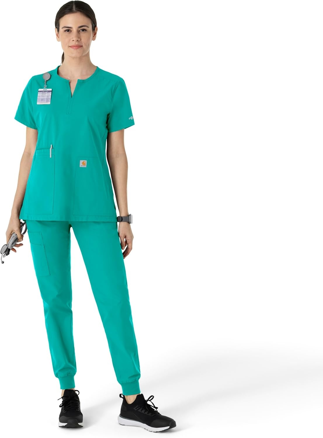 image:imageCarhartt Scrubs C12213 Womens Force Modern Fit Notch Neck Tunic TopTeal Blue
