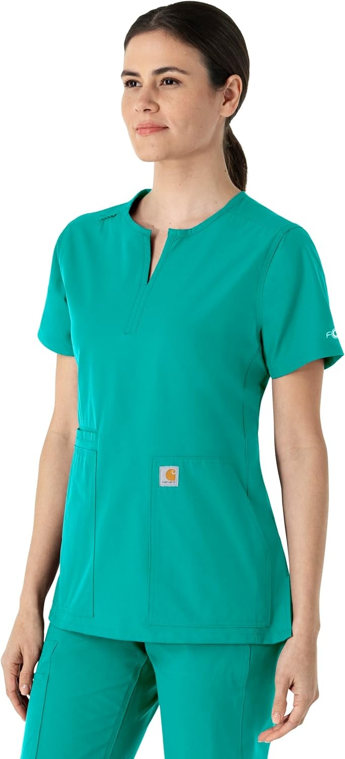 image:imageCarhartt Scrubs C12213 Womens Force Modern Fit Notch Neck Tunic TopTeal Blue