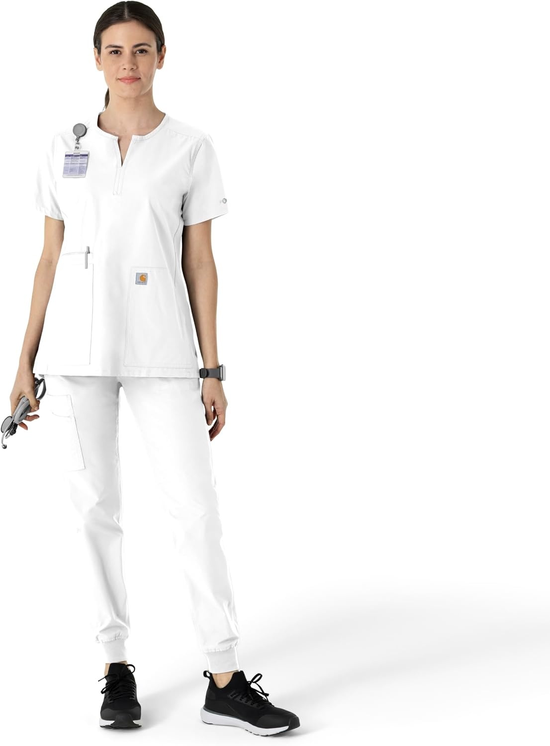 image:imageCarhartt Scrubs C12213 Womens Force Modern Fit Notch Neck Tunic TopWhite