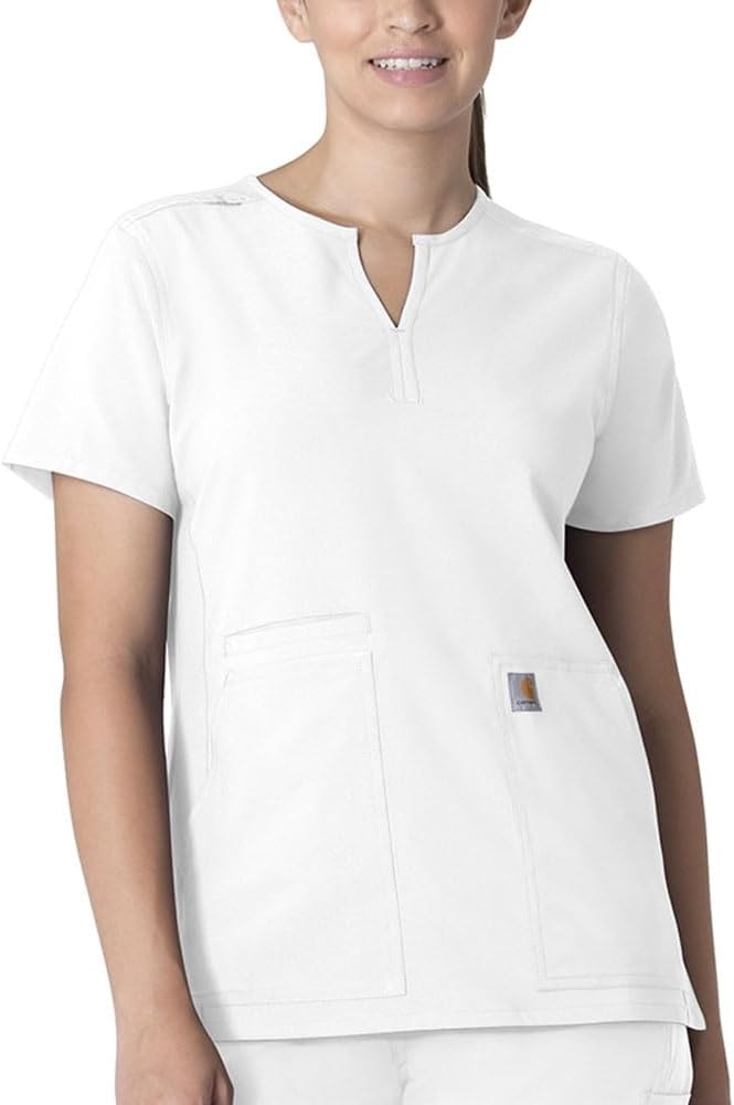 image:imageCarhartt Scrubs C12213 Womens Force Modern Fit Notch Neck Tunic TopWhite