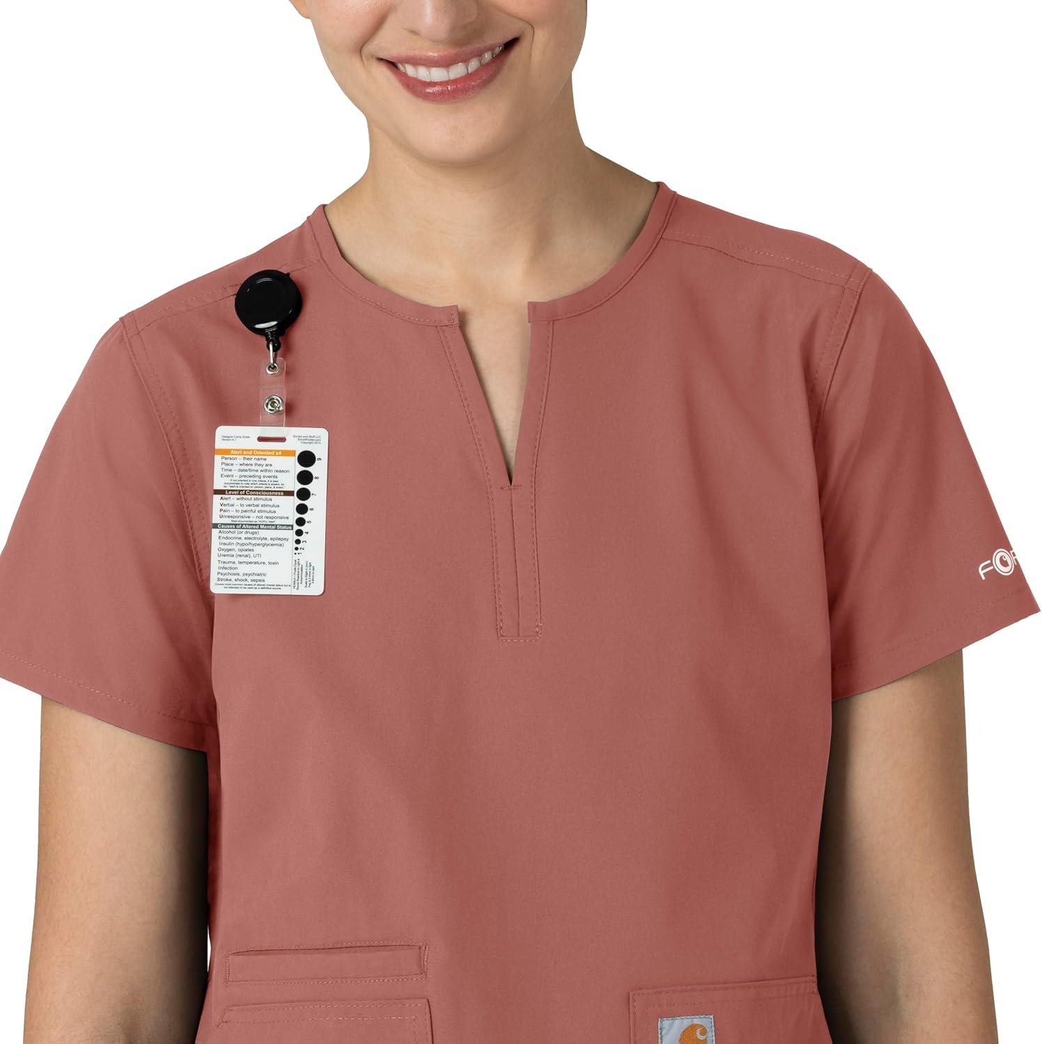 image:imageCarhartt Scrubs C12213 Womens Force Modern Fit Notch Neck Tunic TopWildrose
