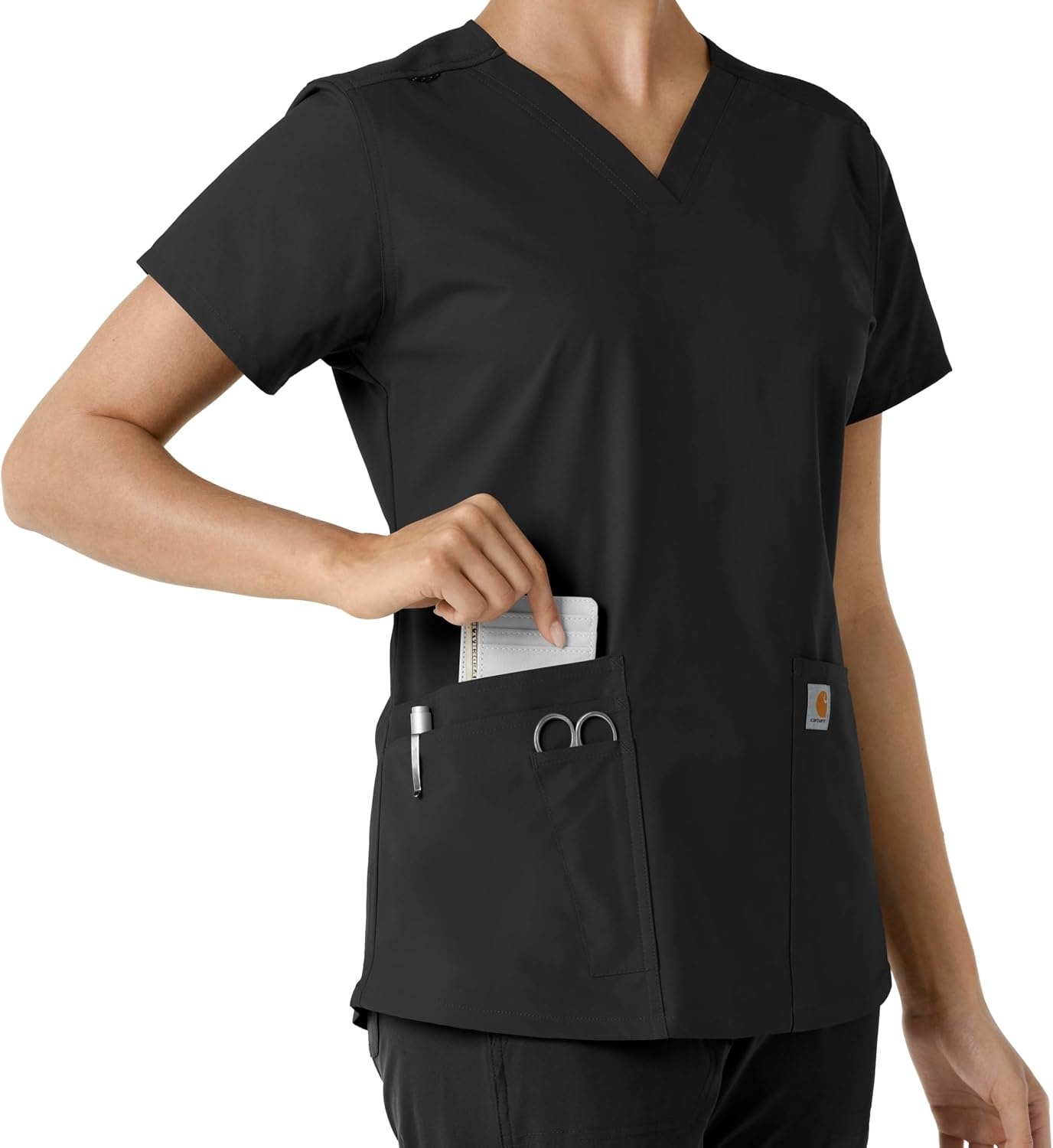 image:imageCarhartt Scrubs C12313 Womens Force Essentials Modern Fit VNeck TopBlack