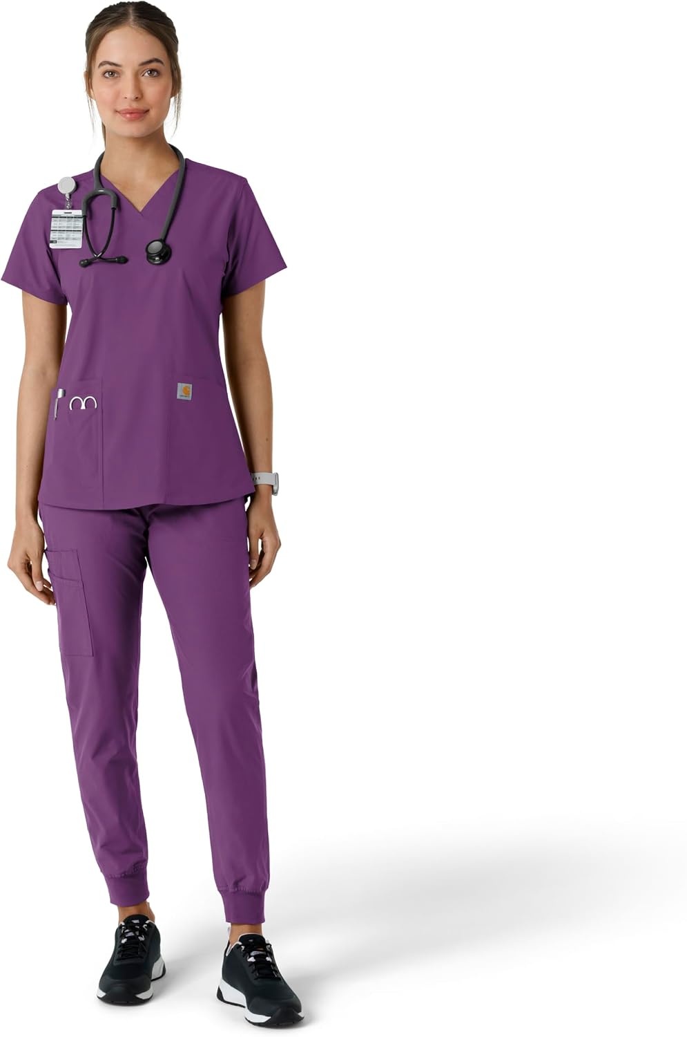 image:imageCarhartt Scrubs C12313 Womens Force Essentials Modern Fit VNeck TopEggplant