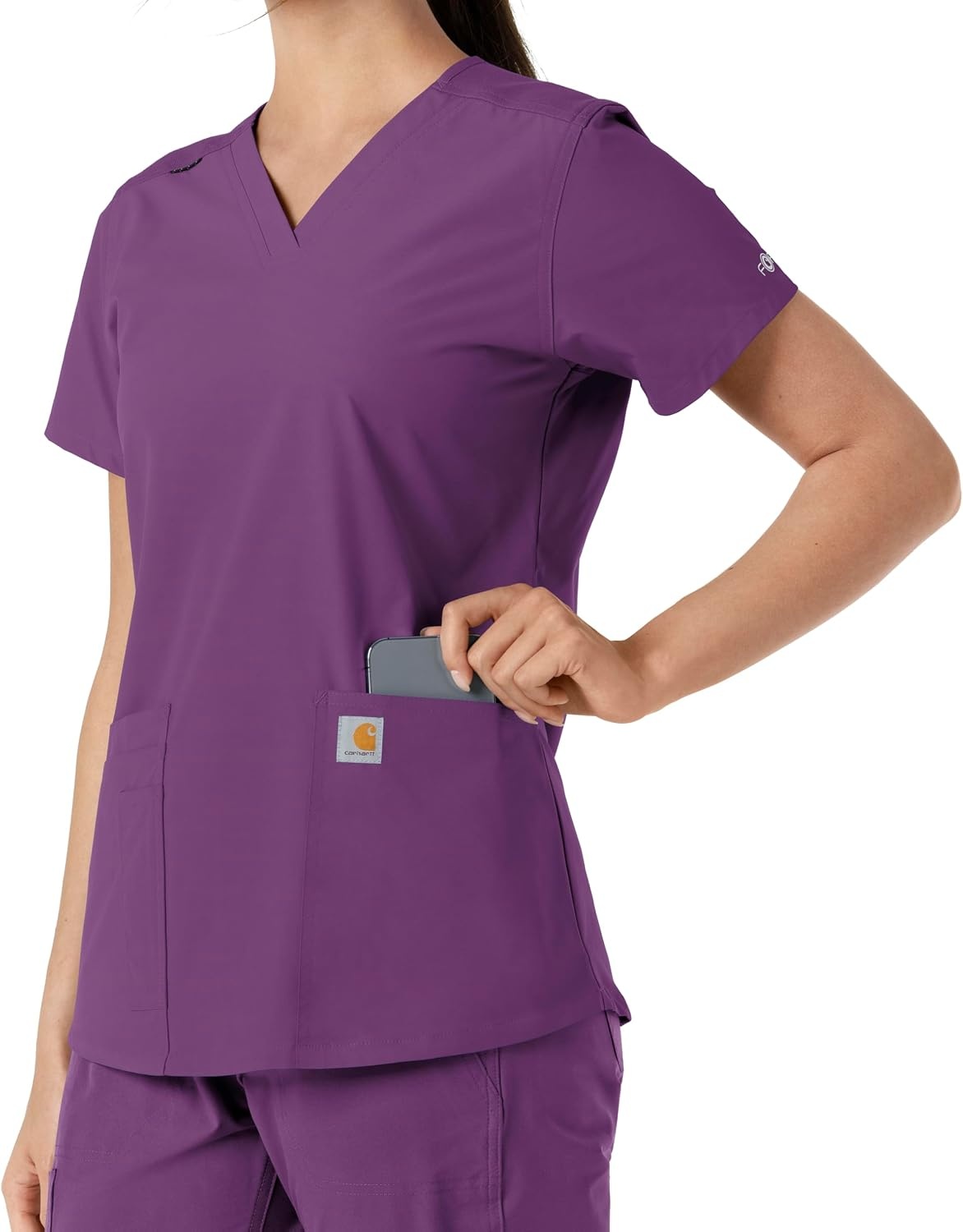 image:imageCarhartt Scrubs C12313 Womens Force Essentials Modern Fit VNeck TopEggplant