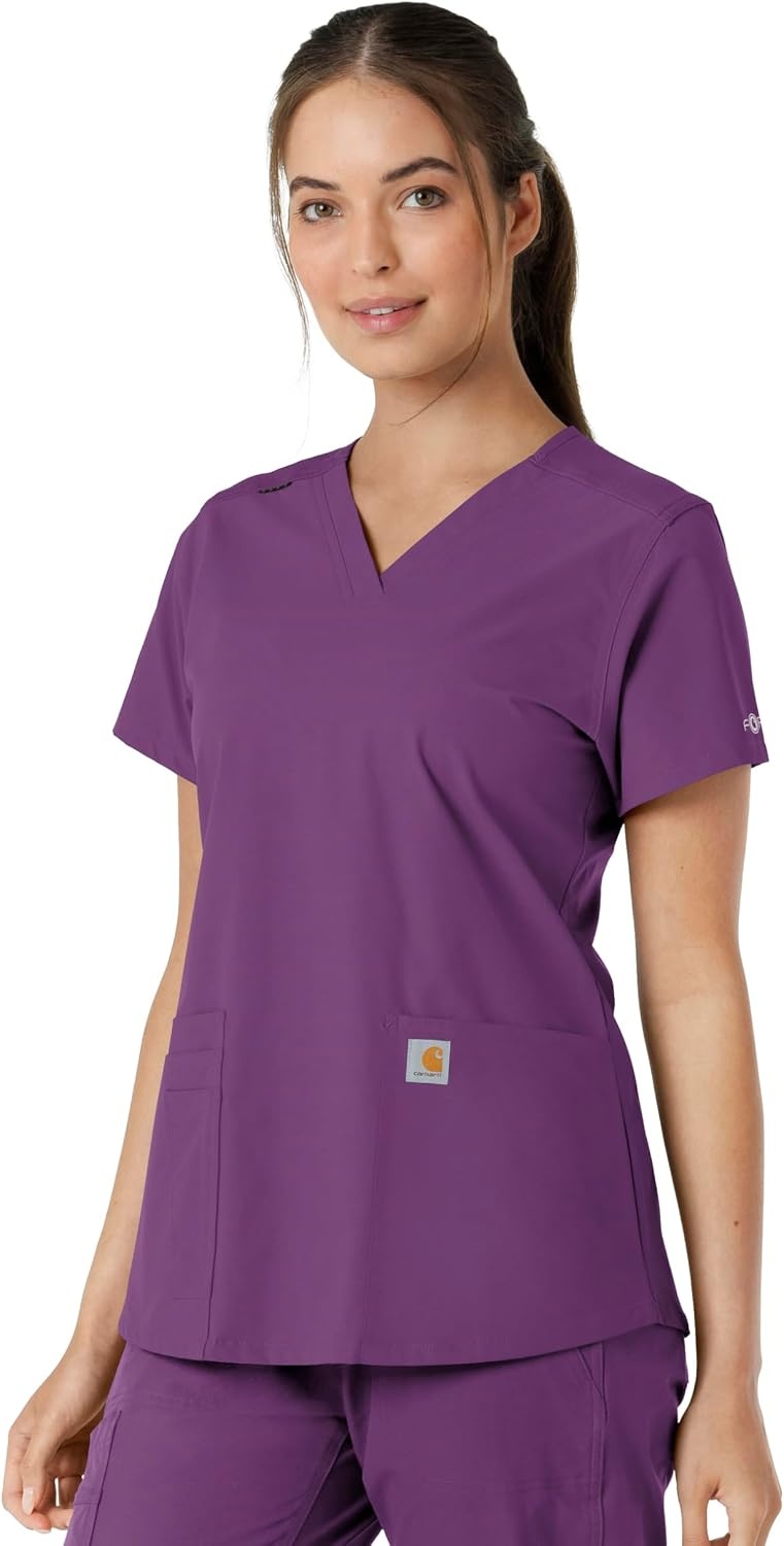 image:imageCarhartt Scrubs C12313 Womens Force Essentials Modern Fit VNeck TopEggplant