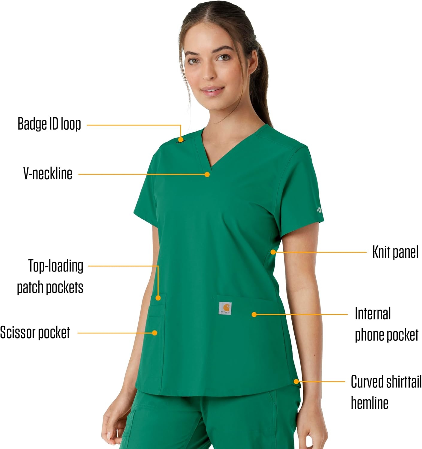 image:imageCarhartt Scrubs C12313 Womens Force Essentials Modern Fit VNeck TopHunter