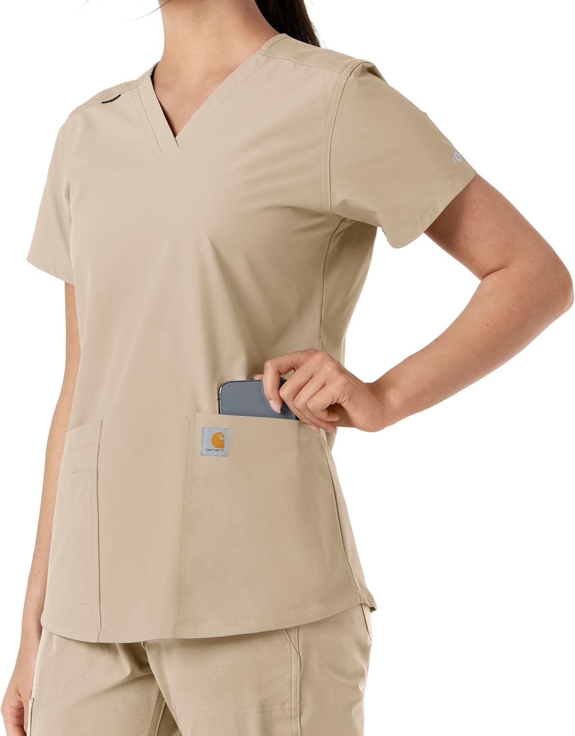 image:imageCarhartt Scrubs C12313 Womens Force Essentials Modern Fit VNeck TopKhaki