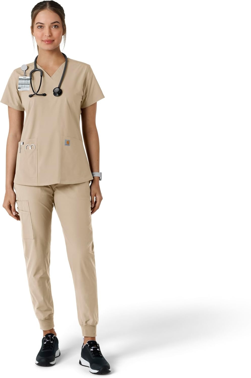 image:imageCarhartt Scrubs C12313 Womens Force Essentials Modern Fit VNeck TopKhaki