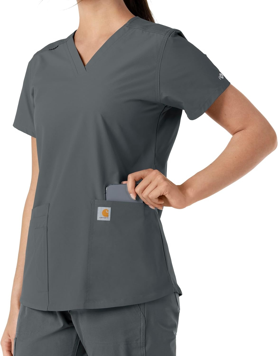 image:imageCarhartt Scrubs C12313 Womens Force Essentials Modern Fit VNeck TopPewter