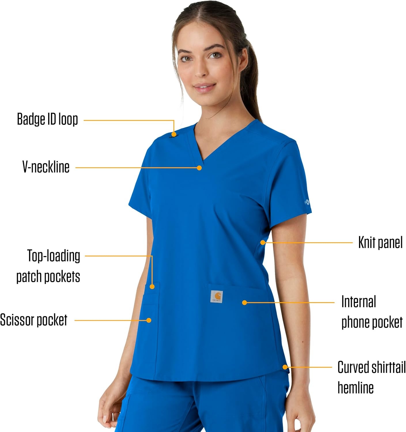 image:imageCarhartt Scrubs C12313 Womens Force Essentials Modern Fit VNeck TopRoyal
