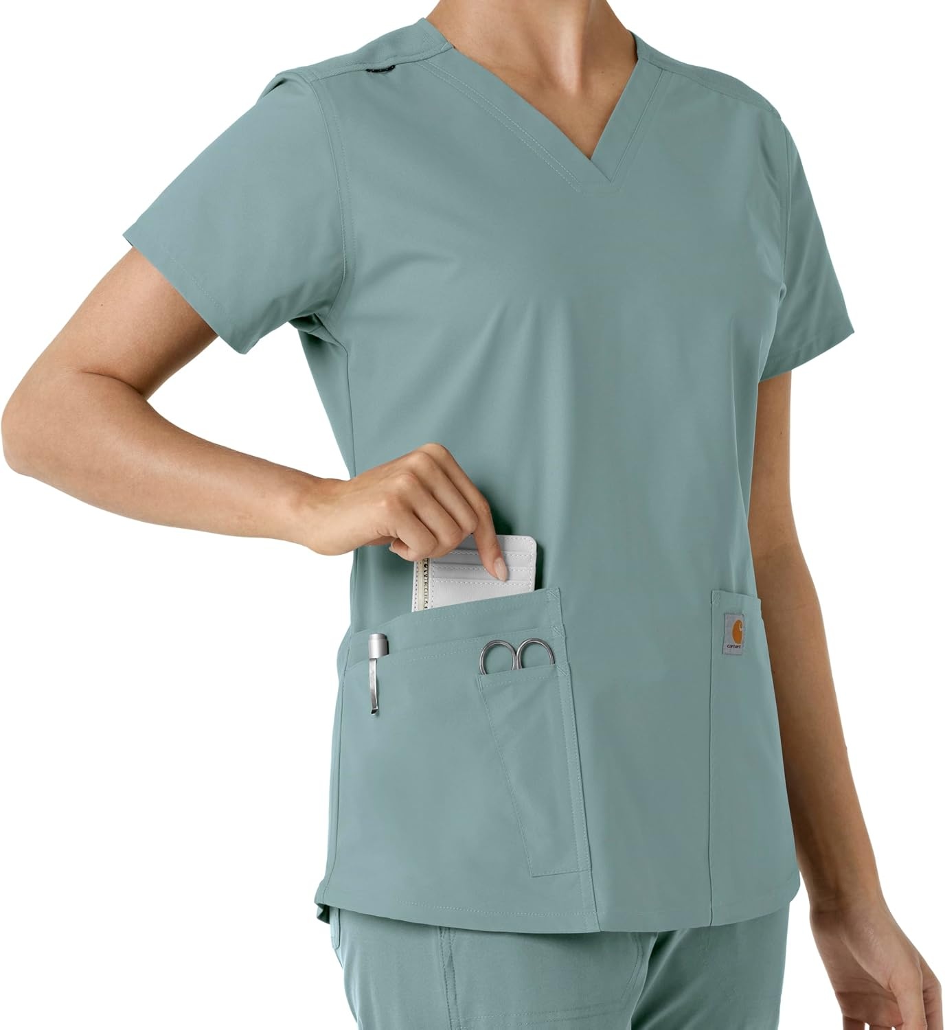 image:imageCarhartt Scrubs C12313 Womens Force Essentials Modern Fit VNeck TopSummer Blue