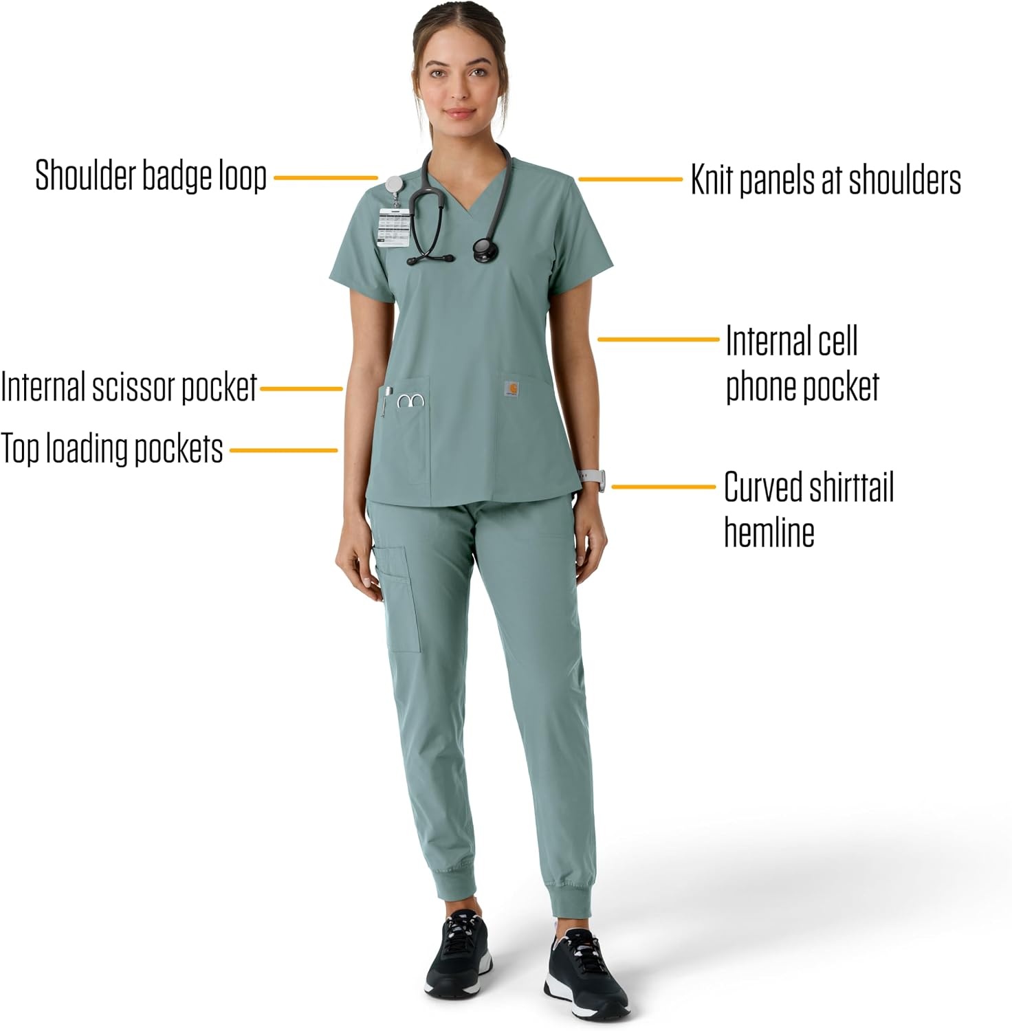 image:imageCarhartt Scrubs C12313 Womens Force Essentials Modern Fit VNeck TopSummer Blue