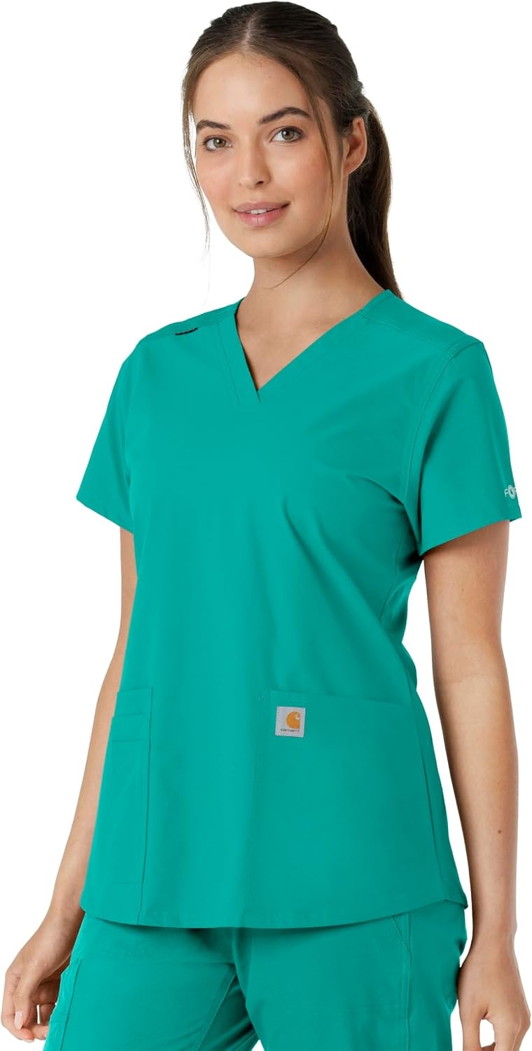 image:imageCarhartt Scrubs C12313 Womens Force Essentials Modern Fit VNeck TopTeal