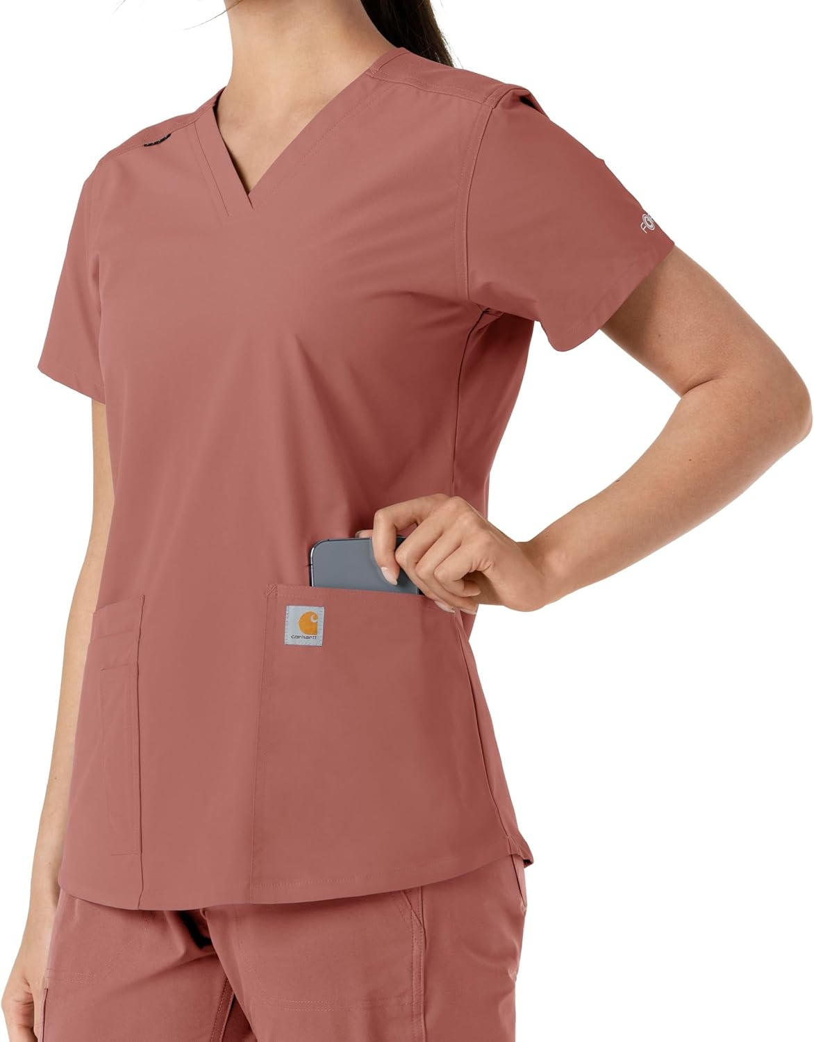 image:imageCarhartt Scrubs C12313 Womens Force Essentials Modern Fit VNeck TopWild Rose