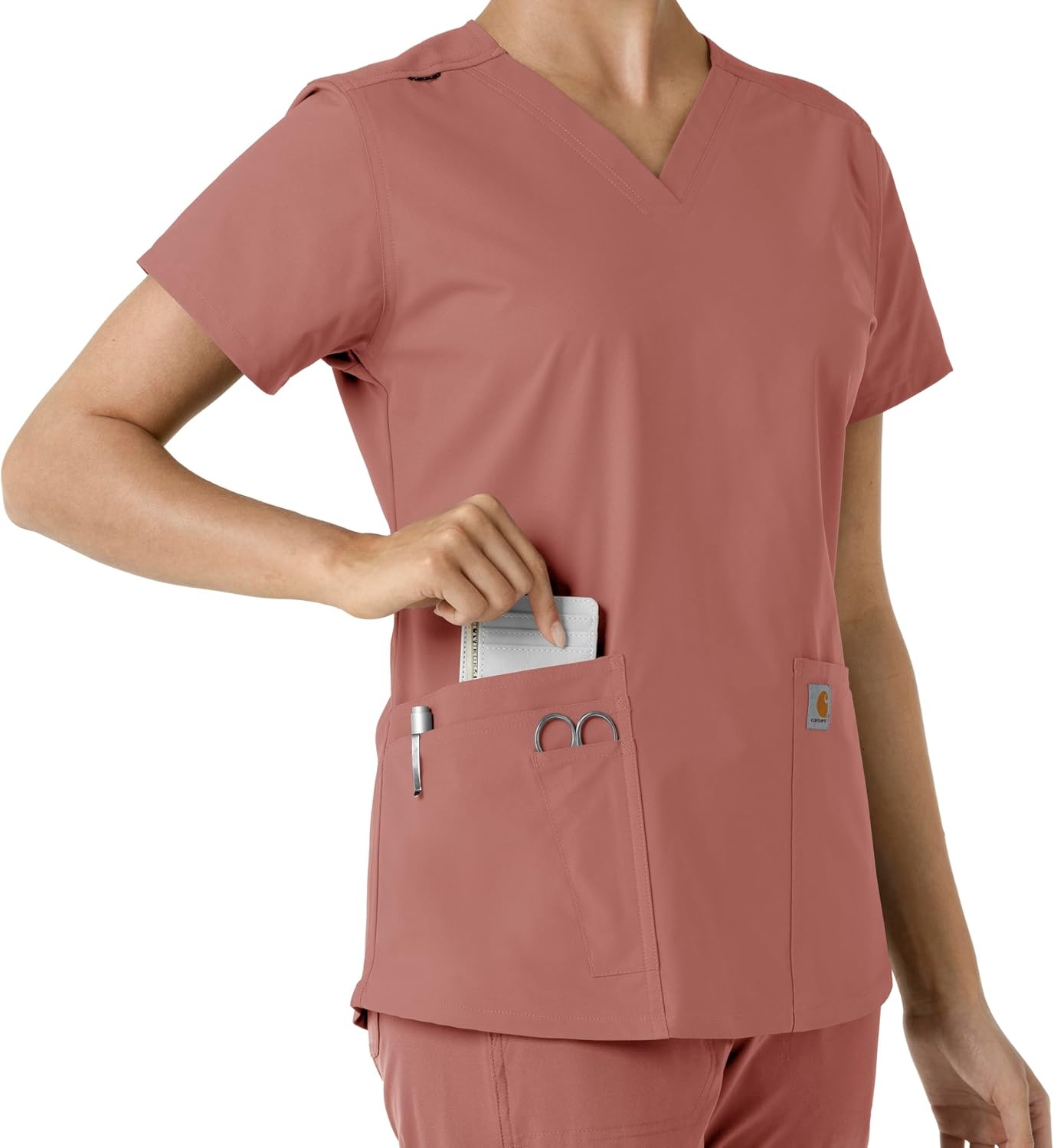 image:imageCarhartt Scrubs C12313 Womens Force Essentials Modern Fit VNeck TopWild Rose