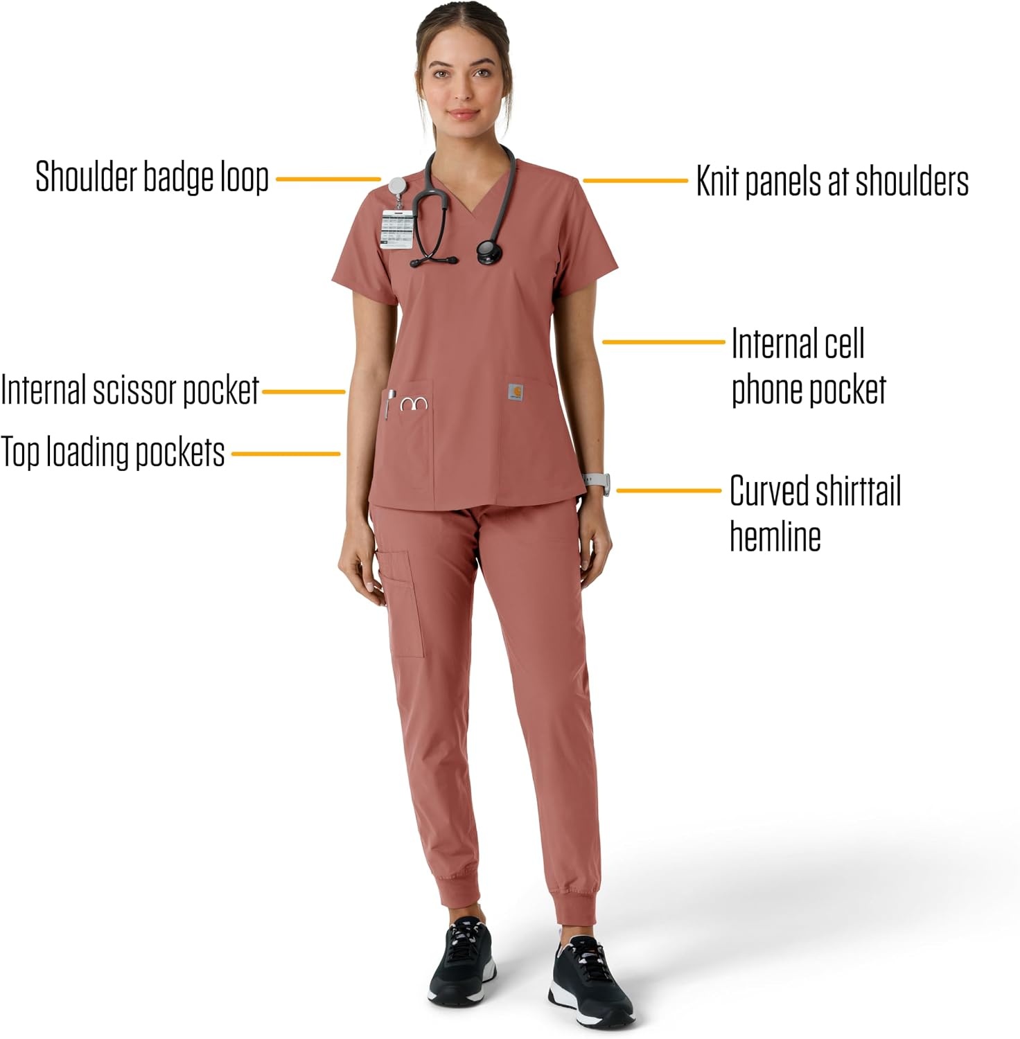 image:imageCarhartt Scrubs C12313 Womens Force Essentials Modern Fit VNeck TopWild Rose