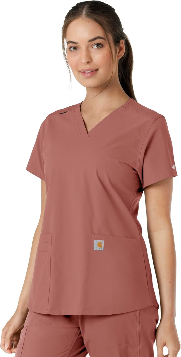 image:imageCarhartt Scrubs C12313 Womens Force Essentials Modern Fit VNeck TopWild Rose