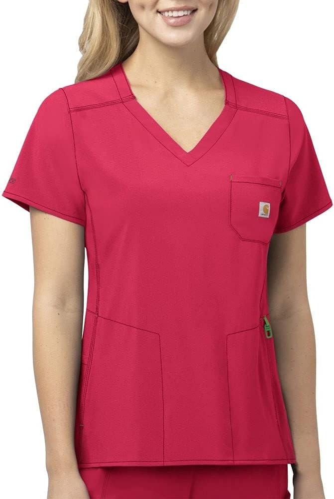 image:imageCarhartt Scrubs C12610 Womens Force CrossFlex Modern Fit Chest PockeAzalea
