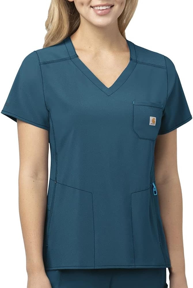 image:imageCarhartt Scrubs C12610 Womens Force CrossFlex Modern Fit Chest PockeCaribbean