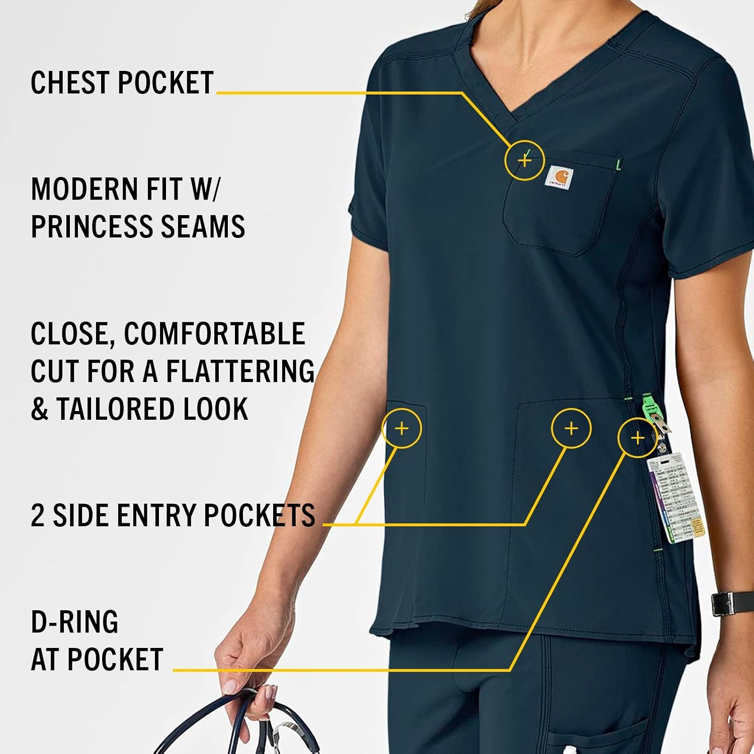 image:imageCarhartt Scrubs C12610 Womens Force CrossFlex Modern Fit Chest PockeNavy
