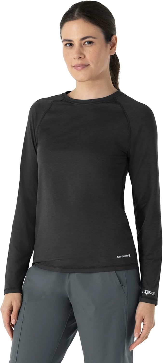 image:imageCarhartt Scrubs C31002 Womens Force Modern Fit Long Sleeve TeeBlack Heather