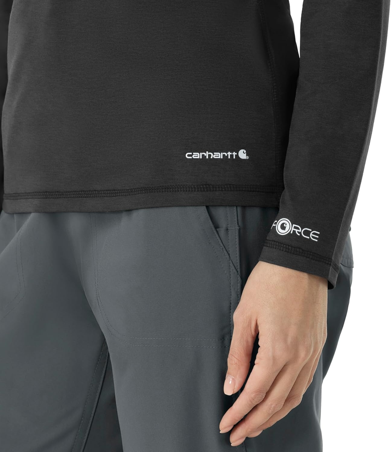 image:imageCarhartt Scrubs C31002 Womens Force Modern Fit Long Sleeve TeeBlack Heather