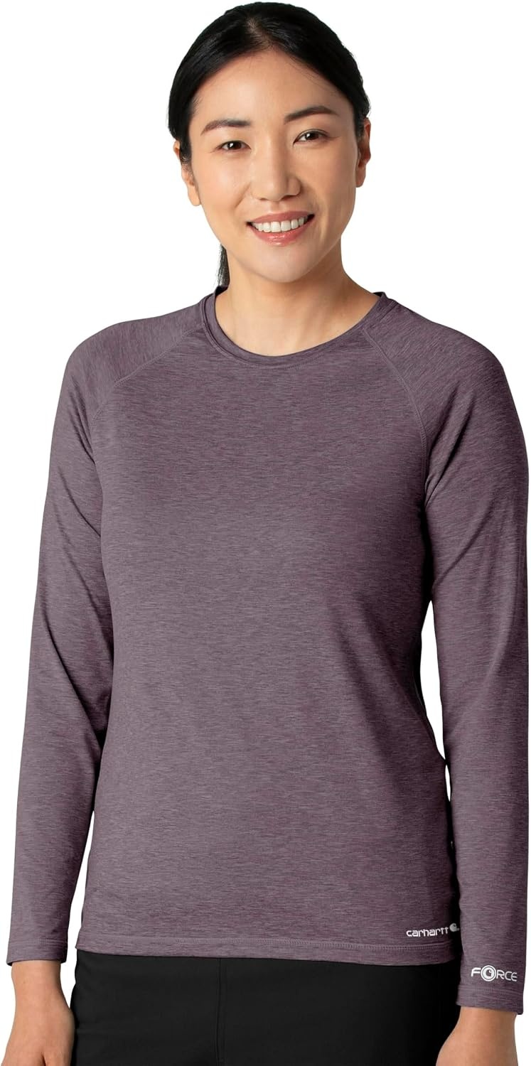 image:imageCarhartt Scrubs C31002 Womens Force Modern Fit Long Sleeve TeeBlack Plum Heather