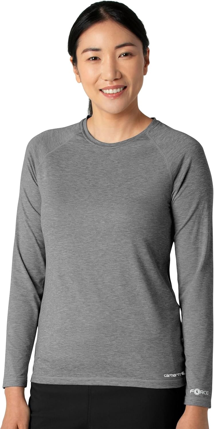 image:imageCarhartt Scrubs C31002 Womens Force Modern Fit Long Sleeve TeeGrey Heather