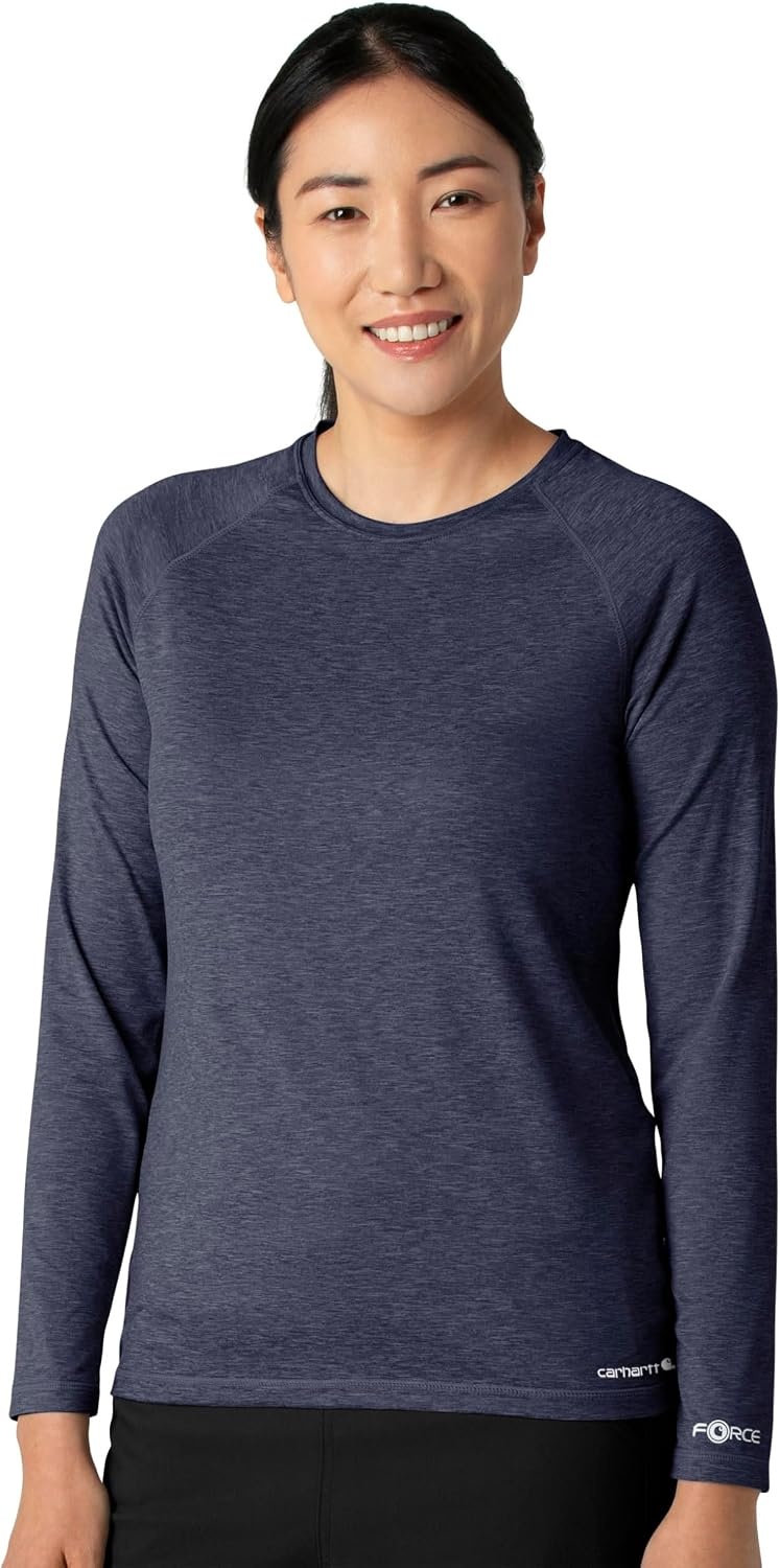 image:imageCarhartt Scrubs C31002 Womens Force Modern Fit Long Sleeve TeeNavy Heather