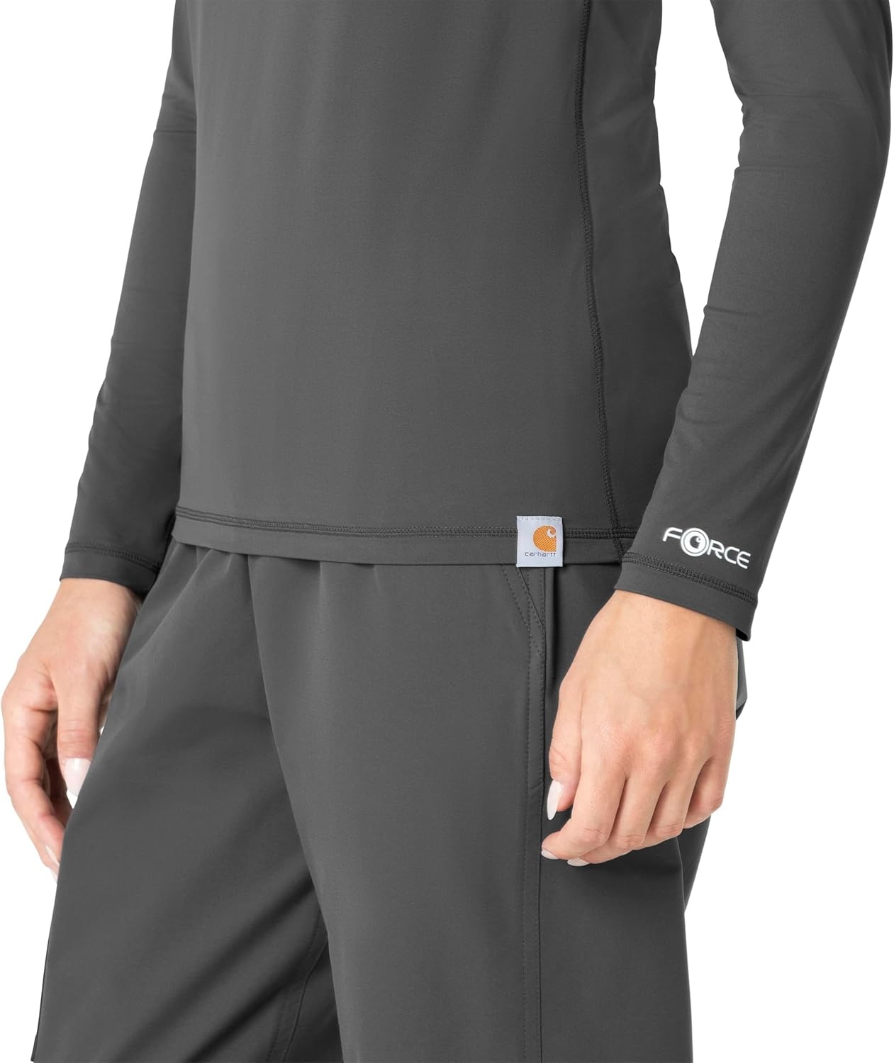 image:imageCarhartt Scrubs C31002 Womens Force Modern Fit Long Sleeve TeePewter