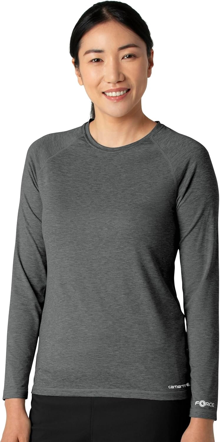 image:imageCarhartt Scrubs C31002 Womens Force Modern Fit Long Sleeve TeePewter Heather