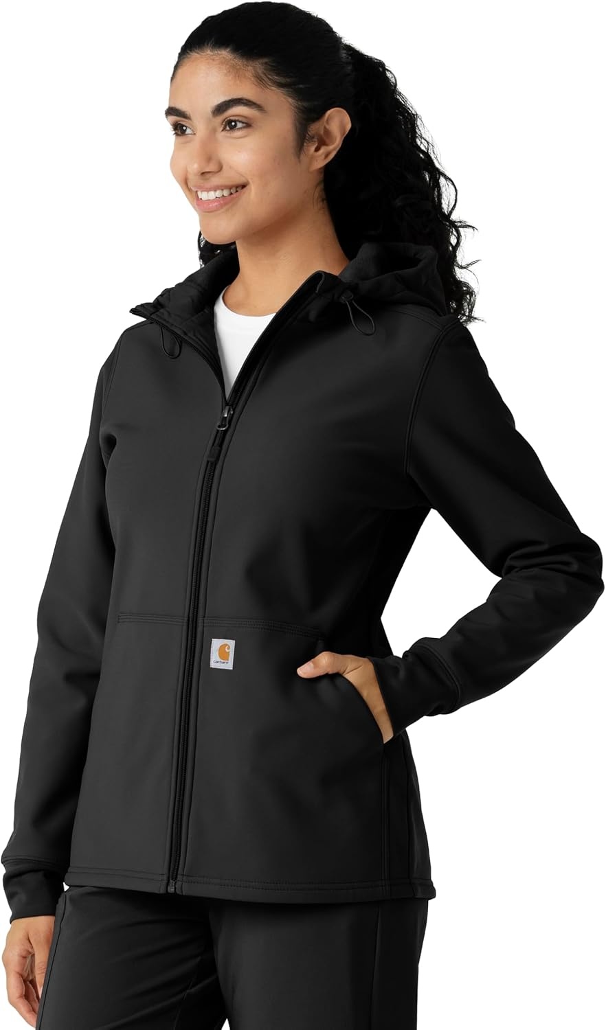 image:imageCarhartt Scrubs C85023 Womens Rugged Flex Modern Fit Bonded Fleece HoBlack
