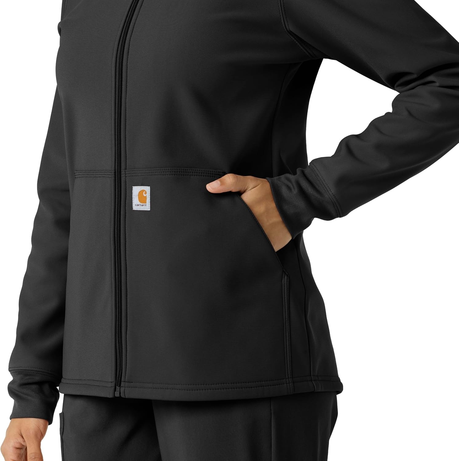 image:imageCarhartt Scrubs C85023 Womens Rugged Flex Modern Fit Bonded Fleece HoBlack