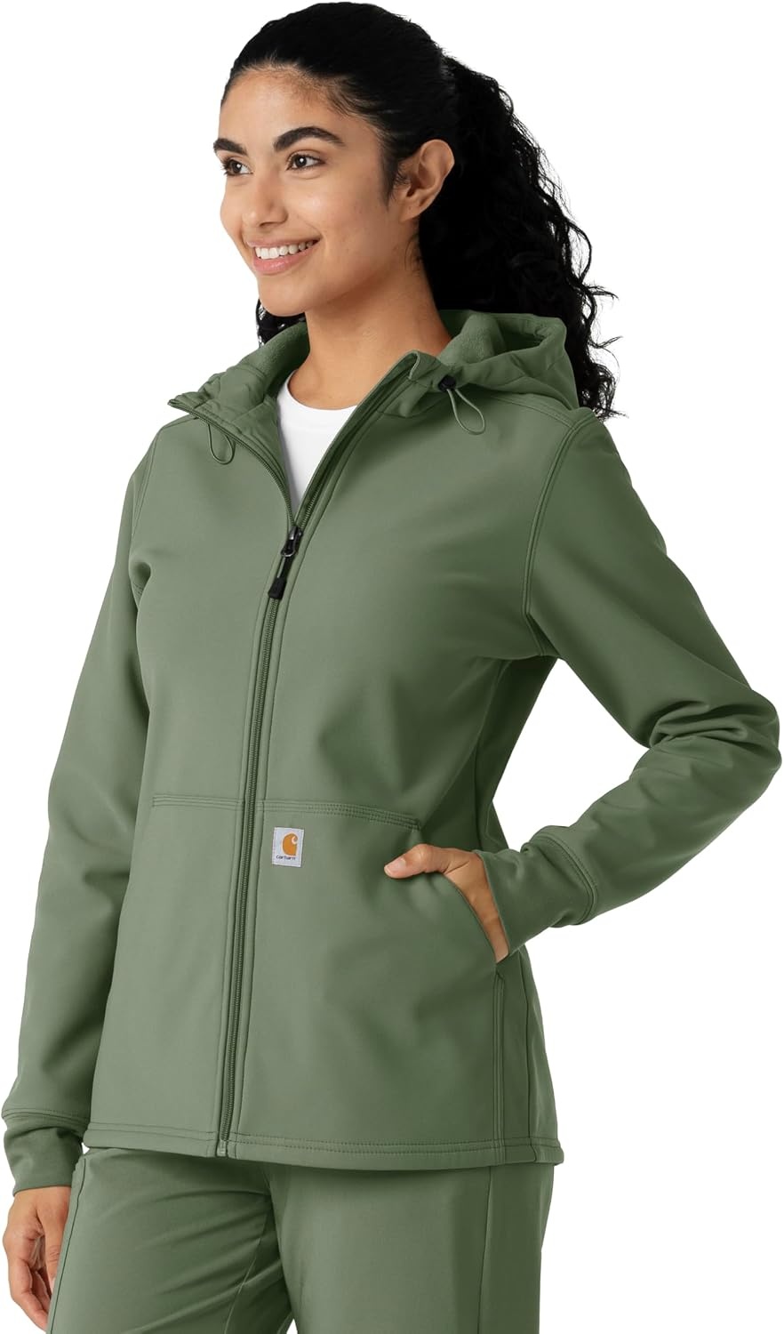 image:imageCarhartt Scrubs C85023 Womens Rugged Flex Modern Fit Bonded Fleece HoOlive