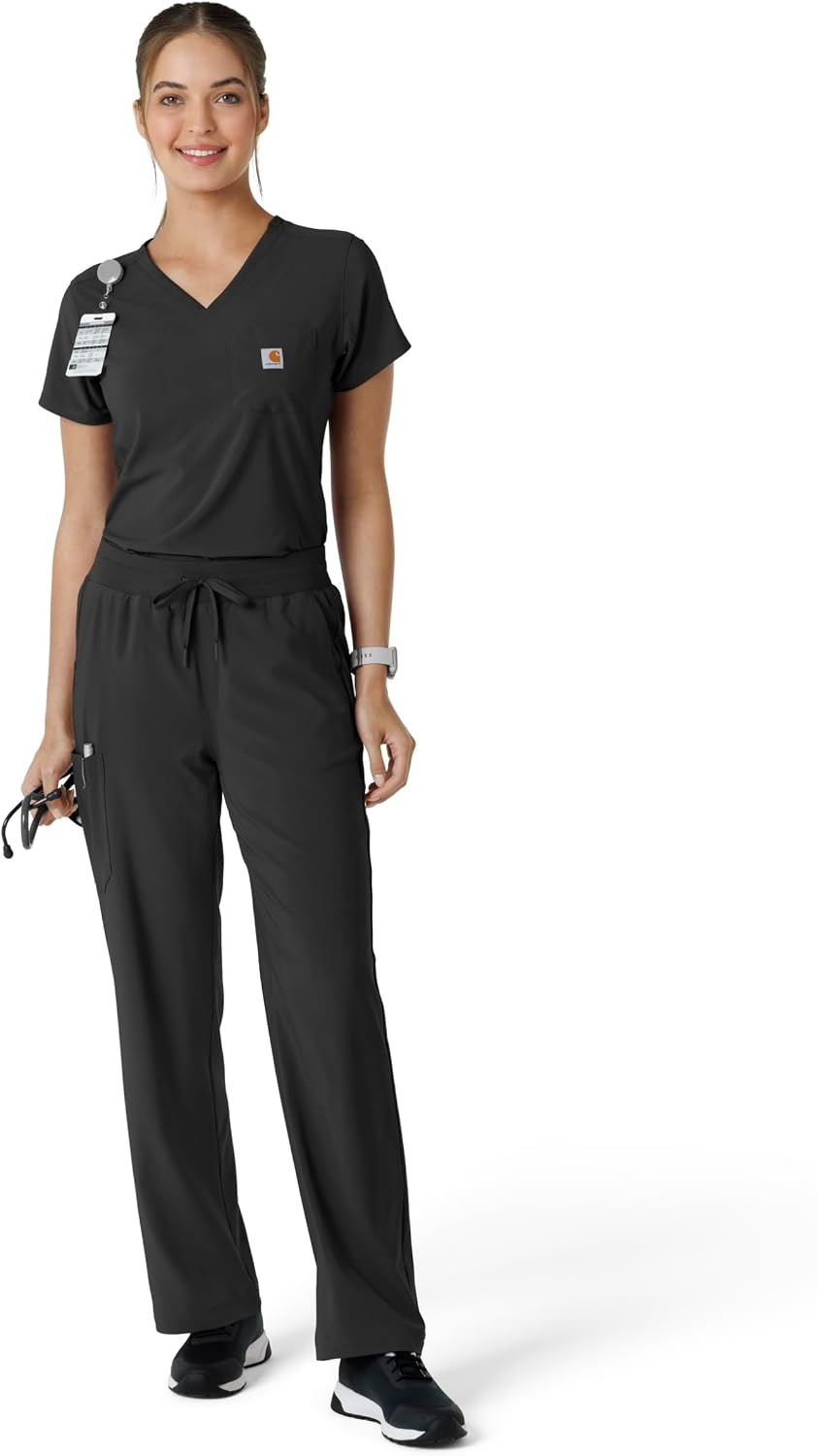 image:imageCarhartt Scrubs for Women Force CrossFlex Boot Cut Pants with 6 PocketsBlack