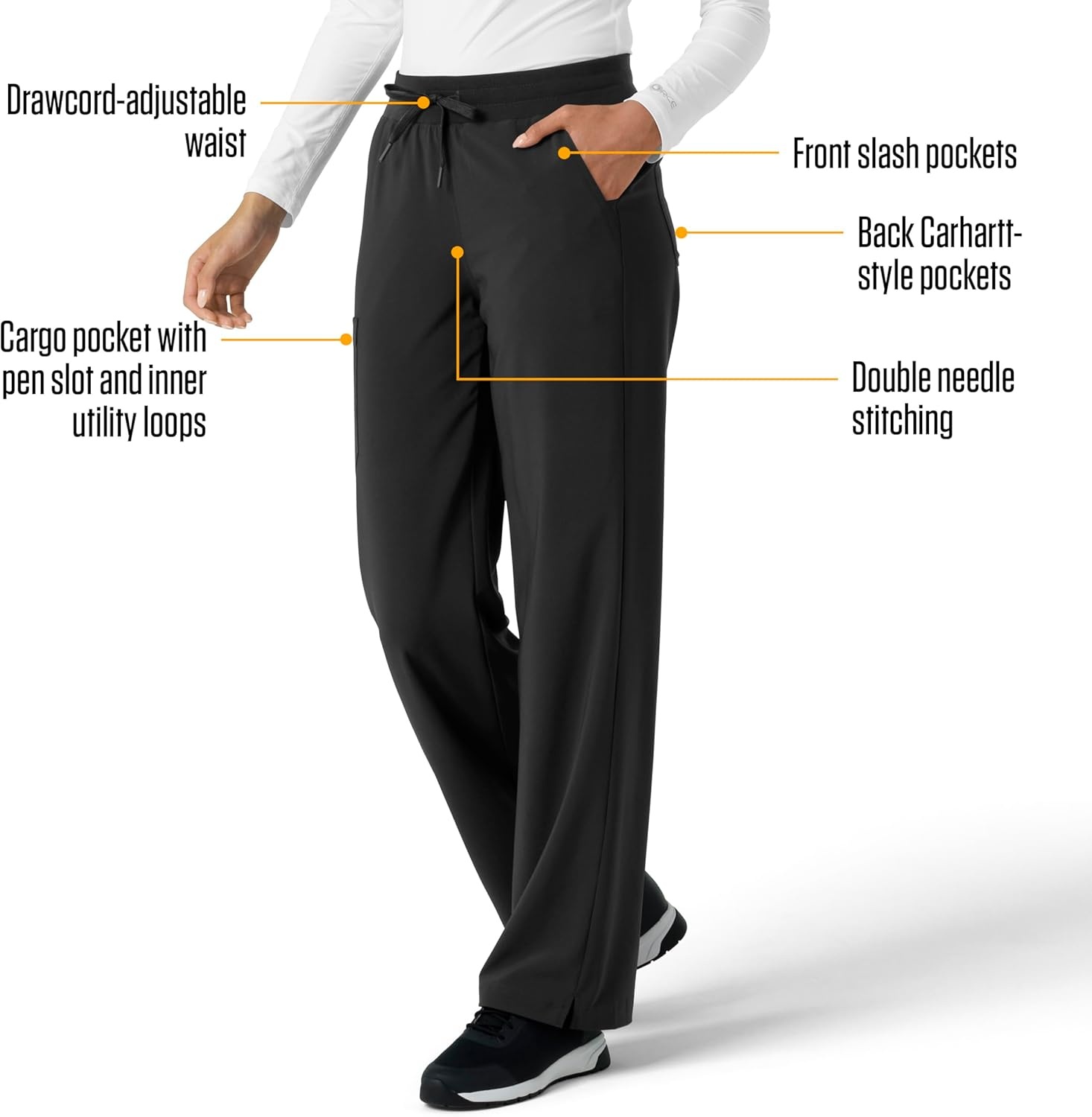 image:imageCarhartt Scrubs for Women Force CrossFlex Boot Cut Pants with 6 PocketsBlack