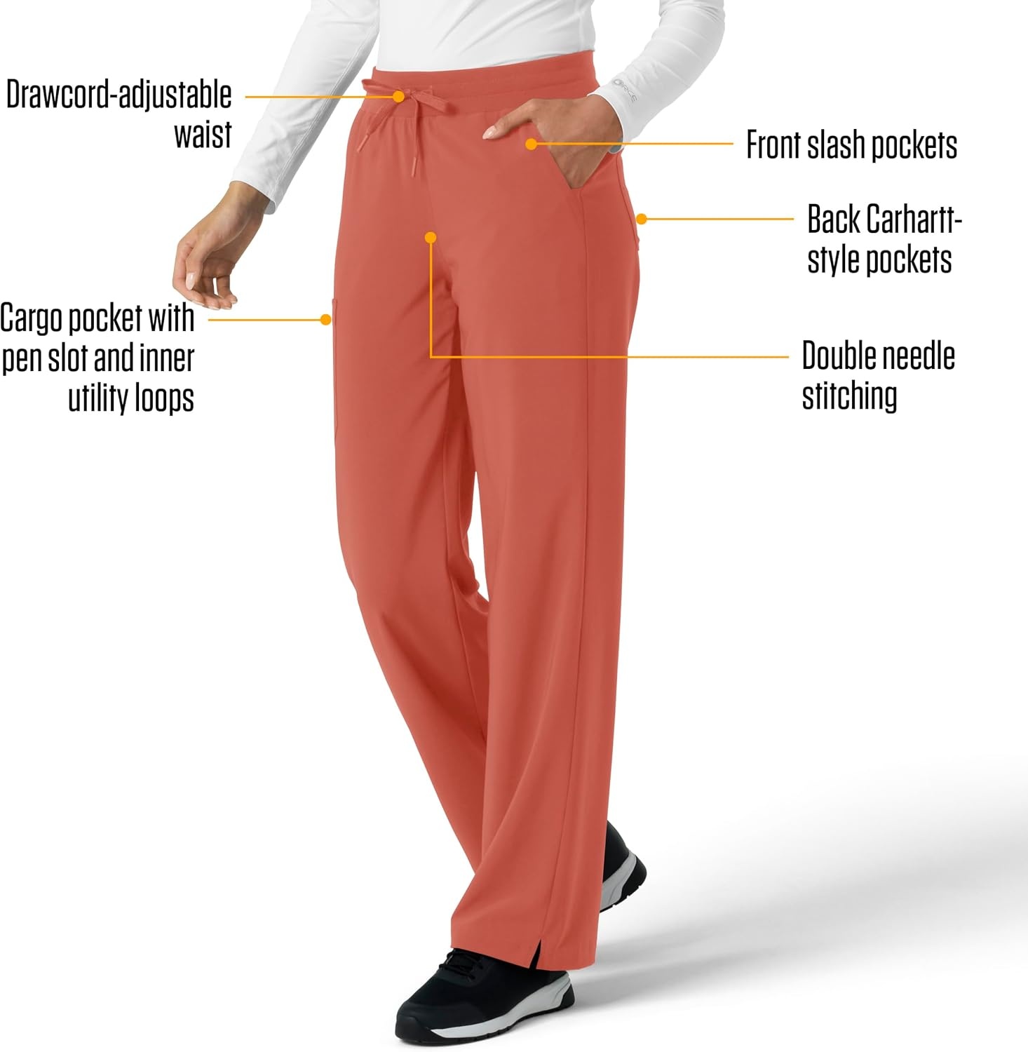 image:imageCarhartt Scrubs for Women Force CrossFlex Boot Cut Pants with 6 PocketsDusty Cedar