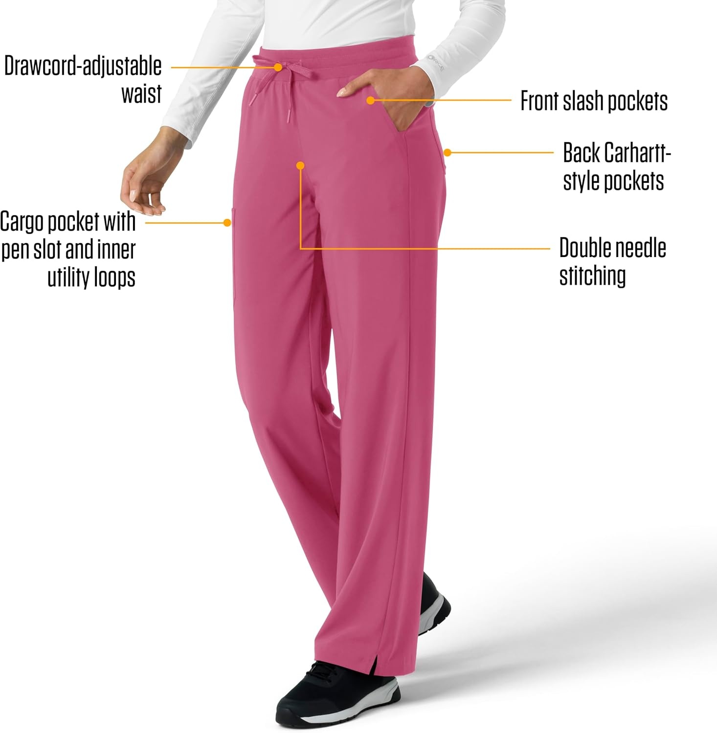 image:imageCarhartt Scrubs for Women Force CrossFlex Boot Cut Pants with 6 PocketsElectric Fuschia