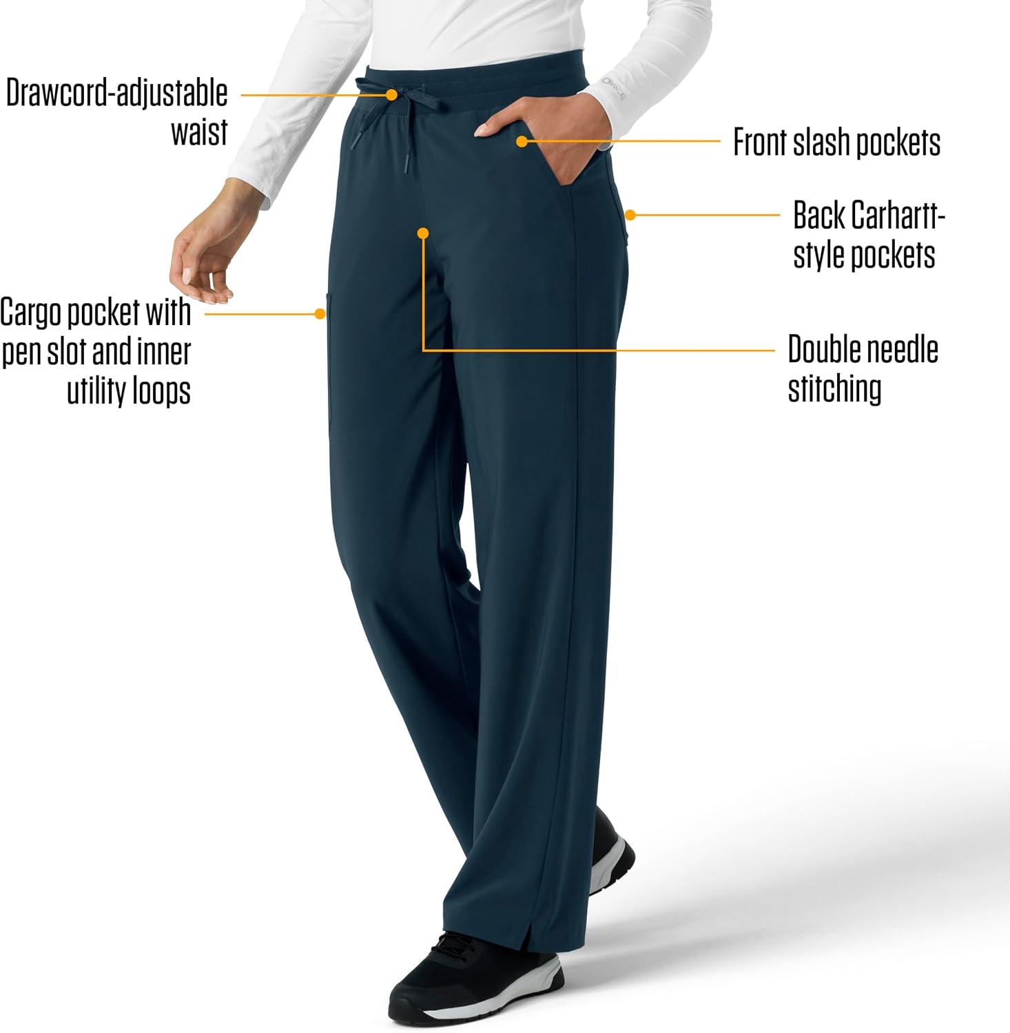 image:imageCarhartt Scrubs for Women Force CrossFlex Boot Cut Pants with 6 PocketsNavy
