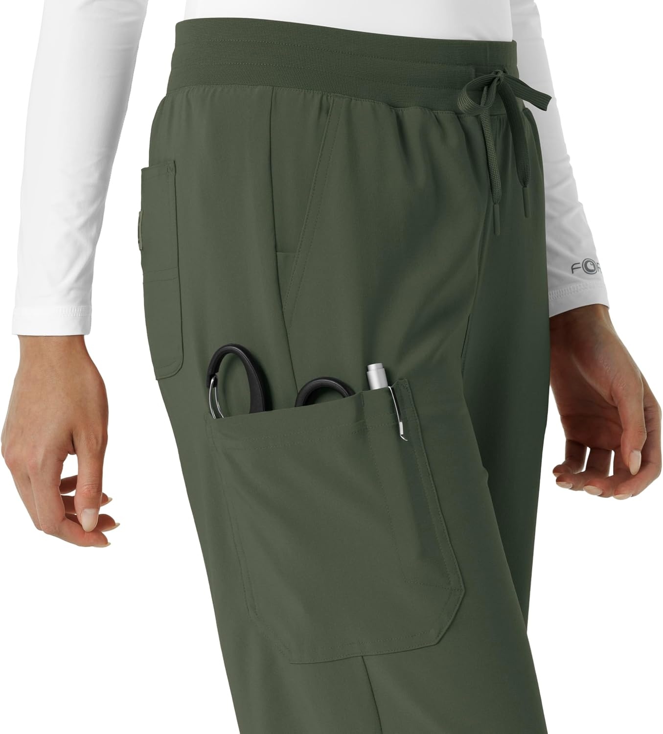 image:imageCarhartt Scrubs for Women Force CrossFlex Boot Cut Pants with 6 PocketsOlive