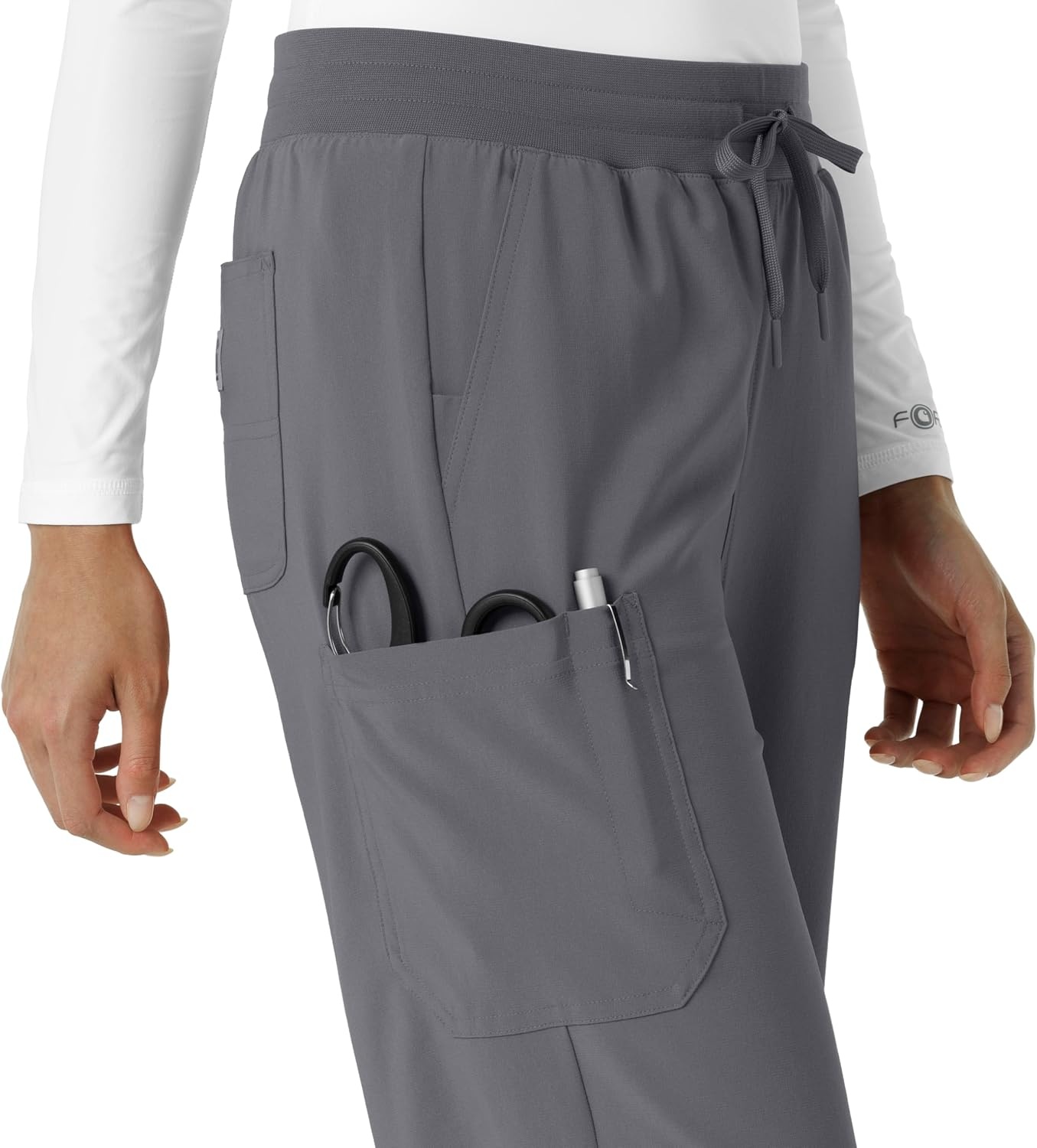 image:imageCarhartt Scrubs for Women Force CrossFlex Boot Cut Pants with 6 PocketsPewter