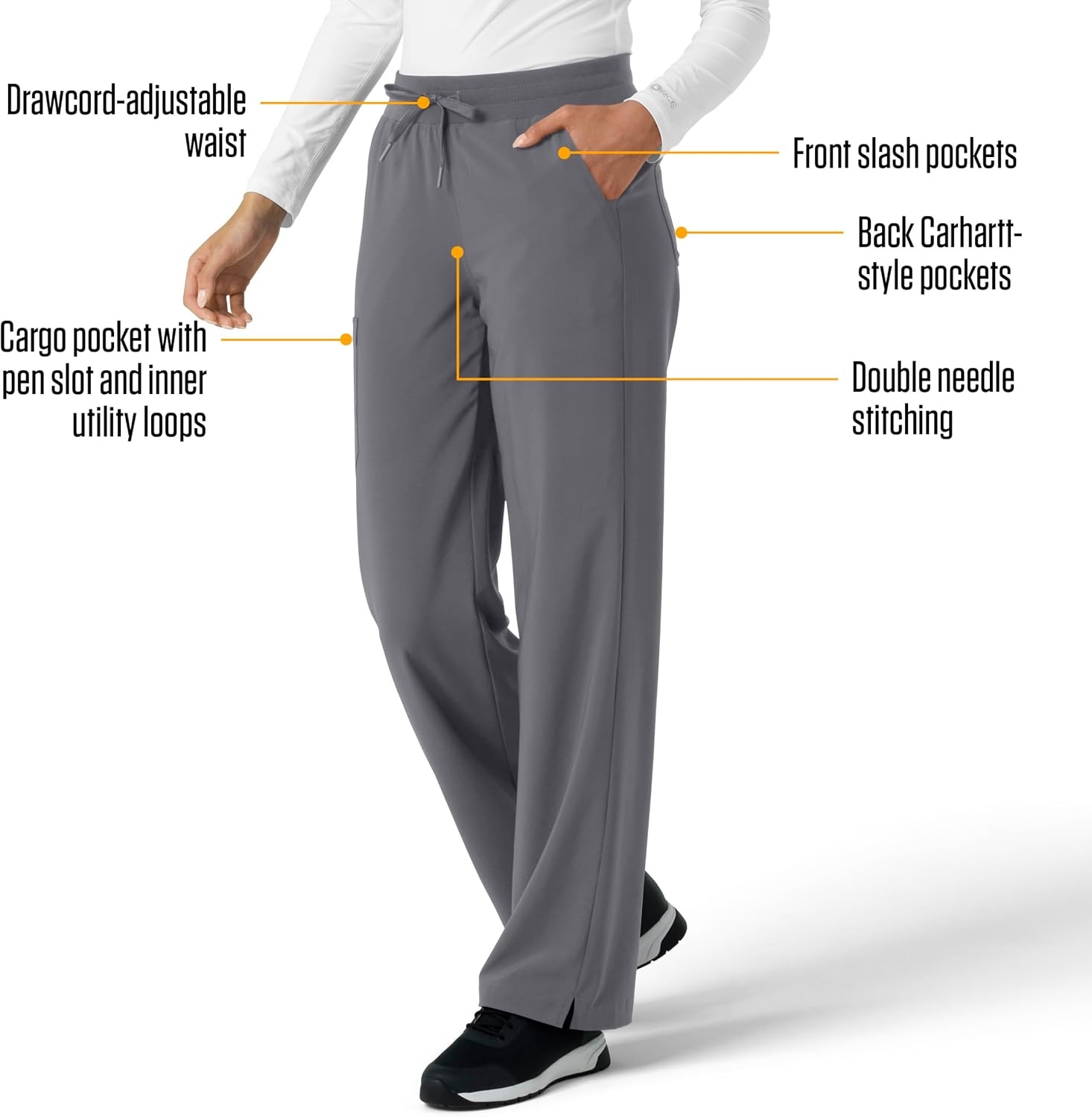 image:imageCarhartt Scrubs for Women Force CrossFlex Boot Cut Pants with 6 PocketsPewter