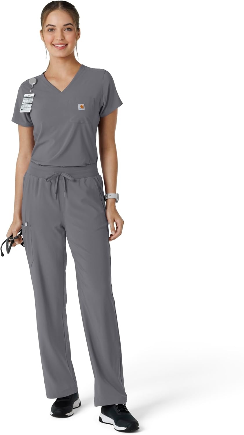 image:imageCarhartt Scrubs for Women Force CrossFlex Boot Cut Pants with 6 PocketsPewter