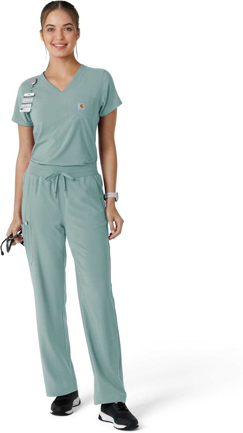 image:imageCarhartt Scrubs for Women Force CrossFlex Boot Cut Pants with 6 PocketsSummer Blue