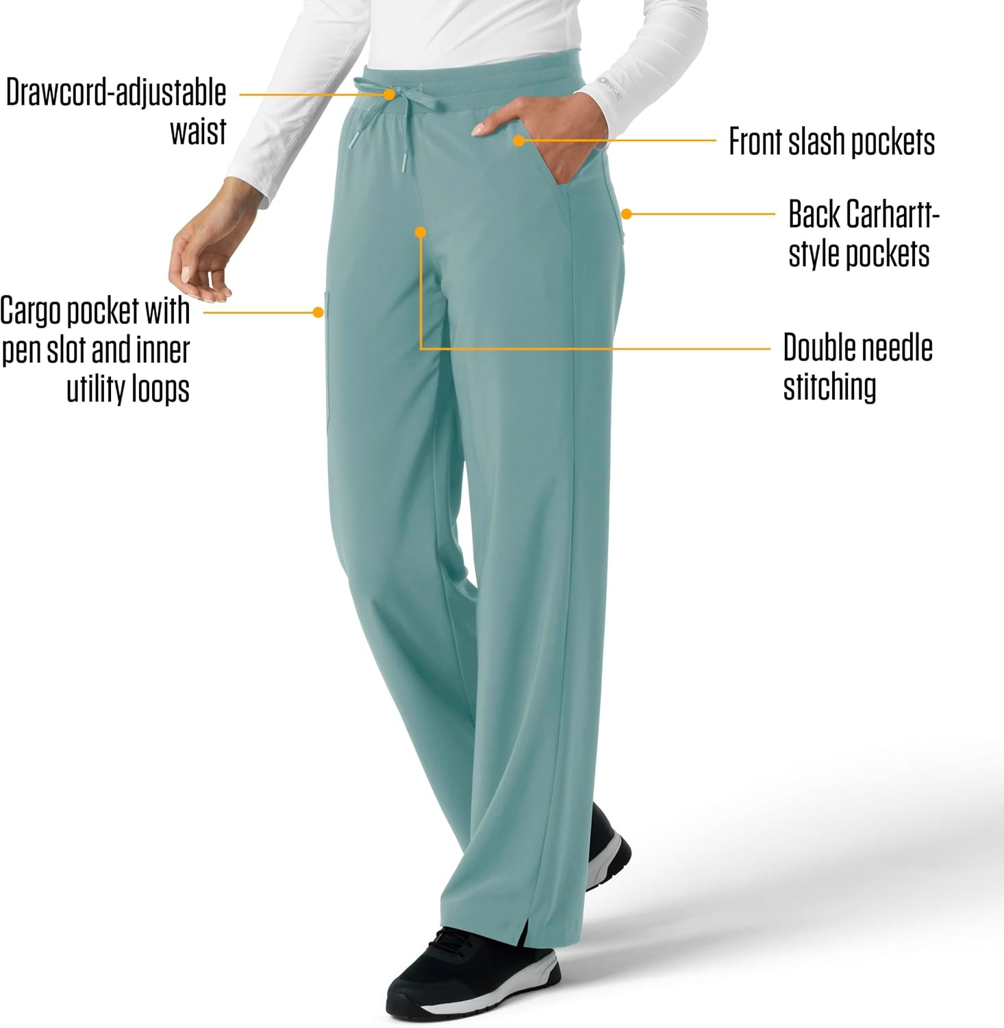 image:imageCarhartt Scrubs for Women Force CrossFlex Boot Cut Pants with 6 PocketsSummer Blue
