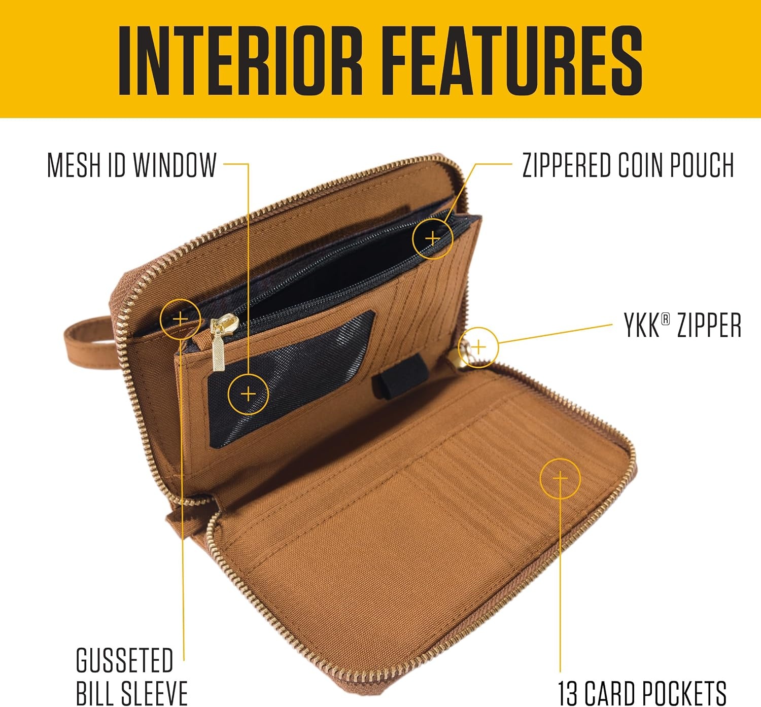 image:imageCarhartt Womens B0000246 Womens Nylon Duck LayFlat Clutch WalletCarhartt Brown