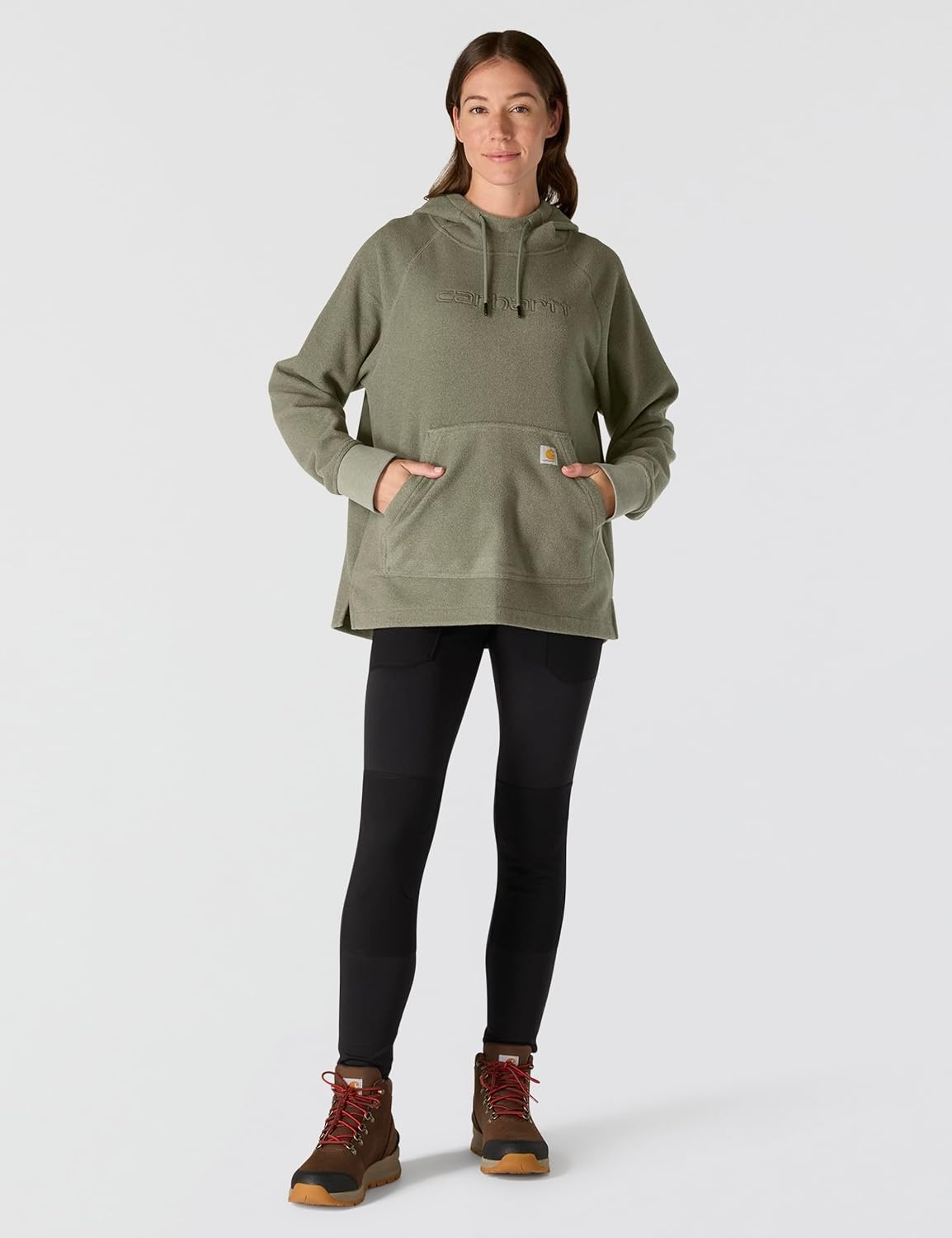 image:imageCarhartt Womens Force Oversizedfit Fleece Hooded SweatshirtDusty Olive Heather
