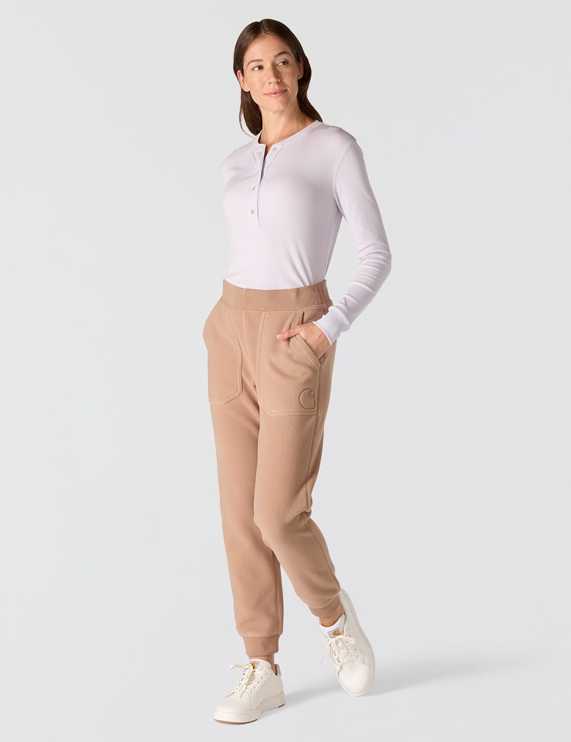 image:imageCarhartt Womens Force Relaxed Fit Fleece Graphic SweatpantSoft Sepia